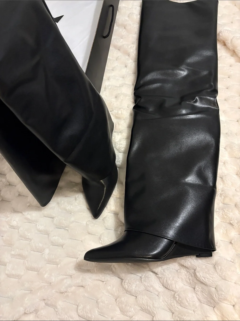Fashion Nova Black Over-the-Knee Pointed Toe Boots